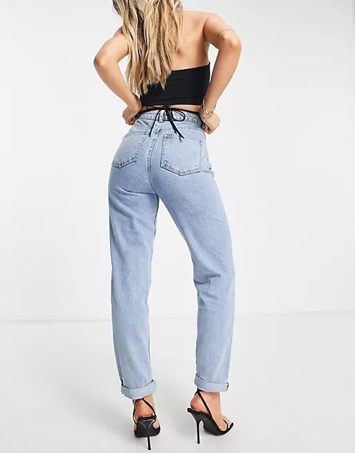 ASOS DESIGN High rise 'Original' mom jeans in lightwash | ASOS (Global)