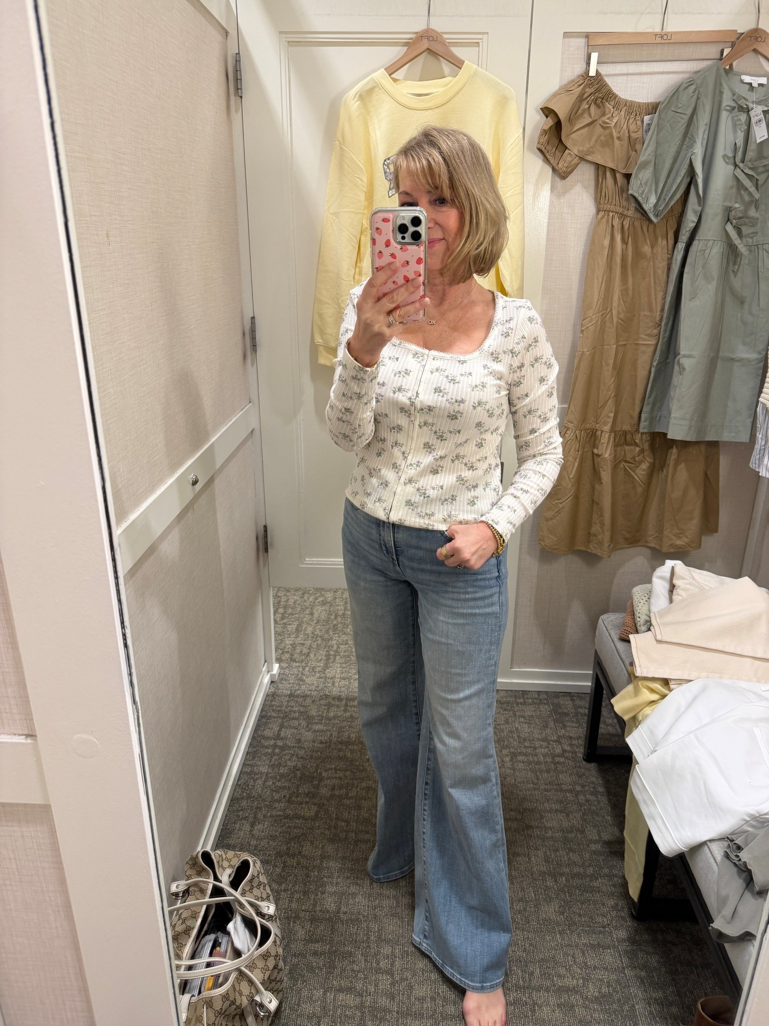 Feminine print and pretty square neck cardigan can be worn alone or is a traditional cardigan. Great wash and love these well fitting jeans. 


#LTKSeasonal #LTKSaleAlert #LTKOver40