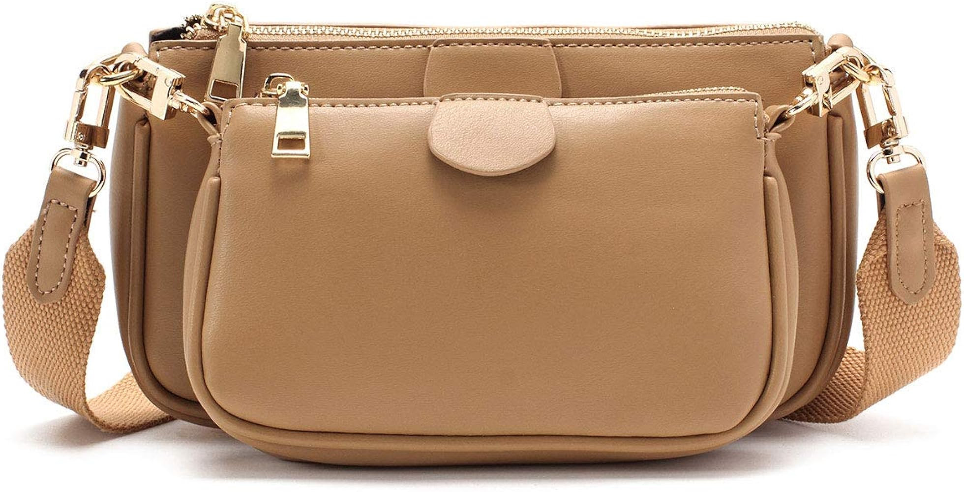 Small Crossbody Bags for Women Multipurpose Golden Zippy Handbags with Coin Purse including 3 Siz... | Amazon (US)