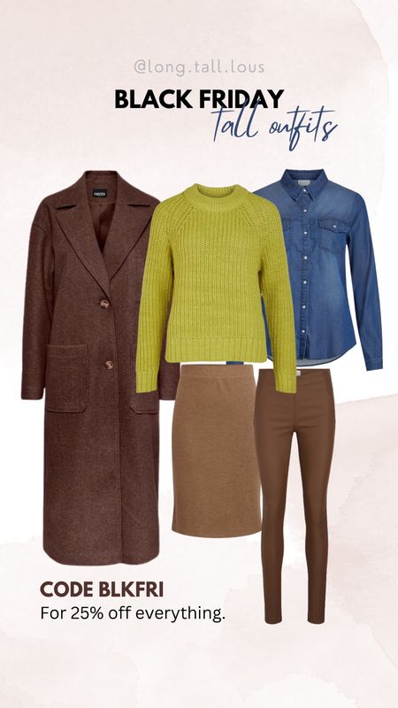 Black Friday at the Founded

Everything you see here is tall specific. Denim shirt, mustard sweater, camel knitted skirt, camel faux leather leggings and a long brown classic coat. 

Everything is 25% off with code BLKFRI



#LTKeurope #LTKunder100 #LTKCyberweek