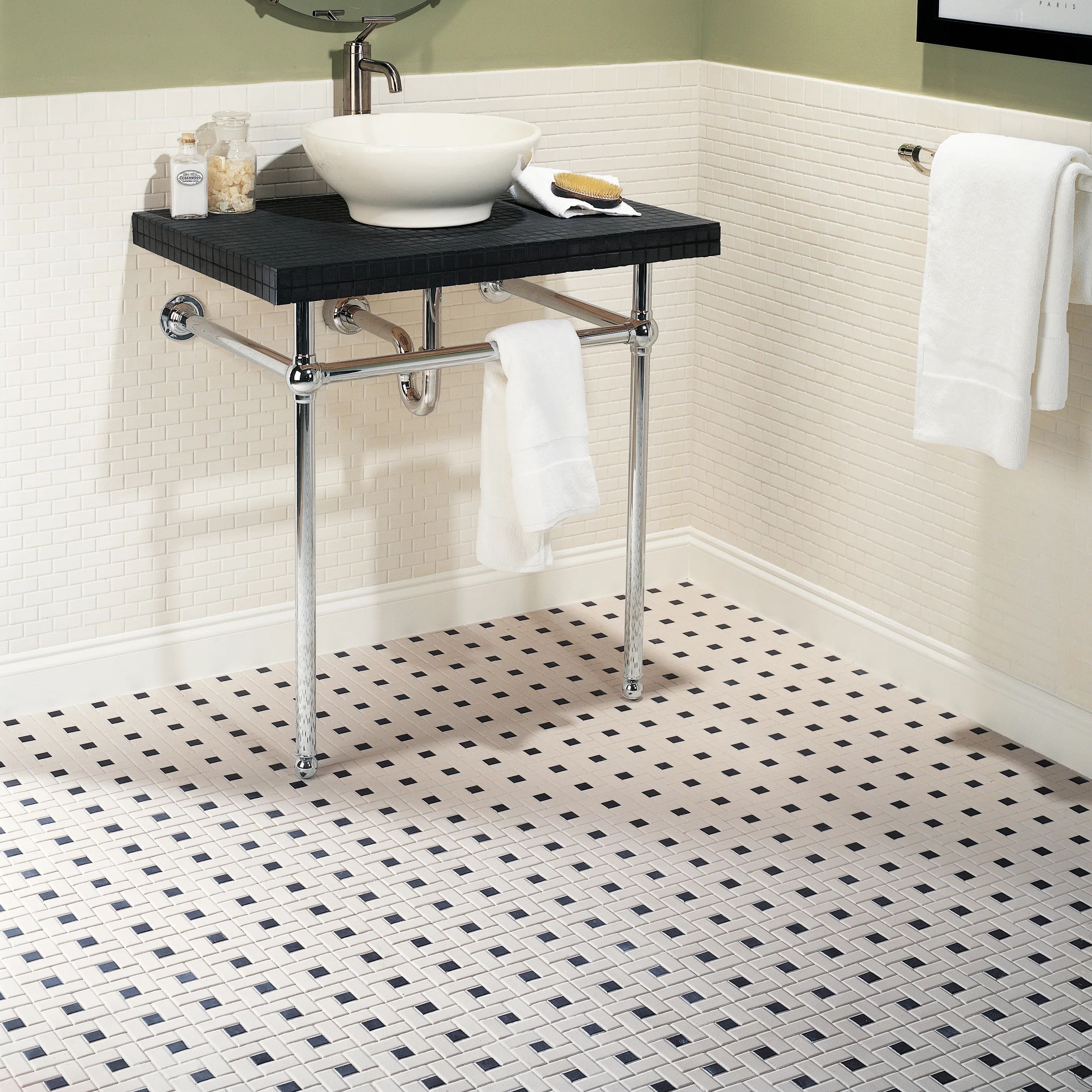 Keystones Blends Random Sized Ceramic Mosaic Tile in Cream/Black | Wayfair North America