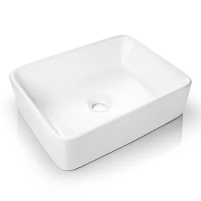 19" X 15" Rectangular White Ceramic Sink Modern Bathroom | Wayfair North America