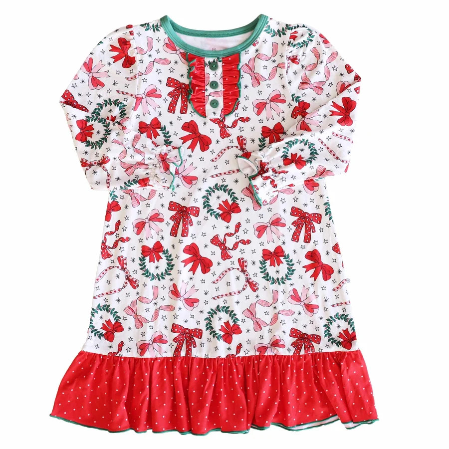 Long Sleeve Ruffle Button Nightgown | Wrapped In A Bow | Caden Lane