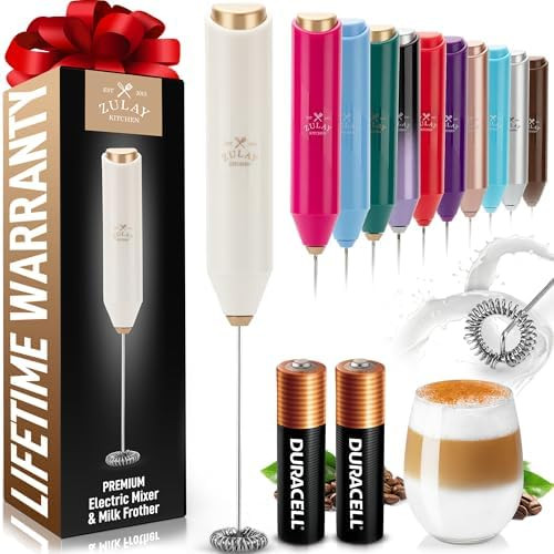 Zulay Kitchen Powerful Milk Frother Handheld with 2 Duracell AA Batteries – Ultra Fast Frother ... | Amazon (US)