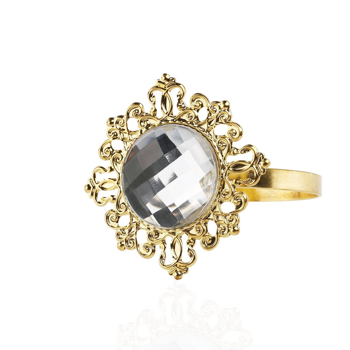 VORCOOL 12pcs Acrylic Napkin Rings Napkin Holders Wedding Banquet Dinner Decoration (Golden) | Amazon (US)