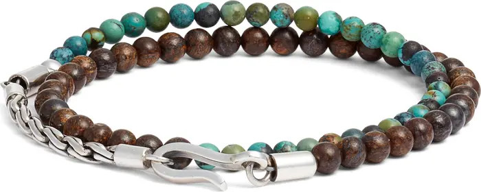 Men's Artisan Sterling Silver & Bead Double Wrap Bracelet | Nordstrom