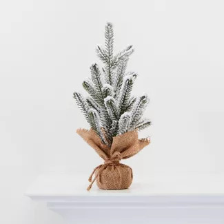 13" Burlap Wrapped Plastic Flocked Tree - Wondershop™ | Target