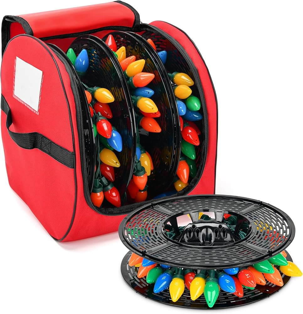 Christmas Light Storage Bag, Heavy Duty 600D Fabric with Reinforced Handle, 3 Reels Stores up to ... | Amazon (US)