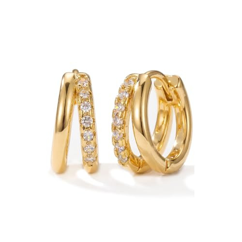 MUMREUES 14K Gold Small Hoop Earrings for Women Trendy Dainty Hypoallergenic Sensitive Ears Huggie Stack Illusion Statement Fun Unique Summer Waterproof Cute Simple Minimalist Everyday Jewelry Gifts | Amazon (US)