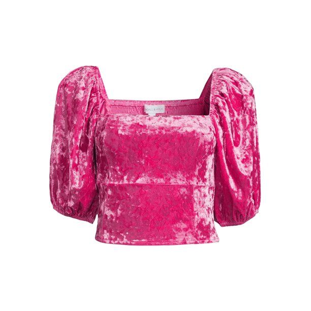 Kendall + Kylie Junior's Crushed Velvet Balloon Sleeve Top - Walmart.com | Walmart (US)