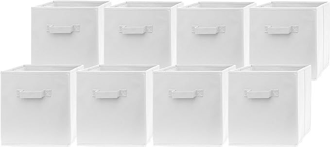 Pomatree Fabric Storage Bins - 8 Pack - Durable Storage Cubes with 2 Reinforced Handles | Foldabl... | Amazon (US)