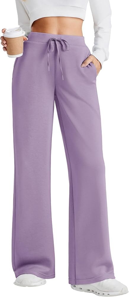 PINSPARK Women's Sweatpants Wide Leg Baggy Lounge Pants with Pockets | Amazon (US)