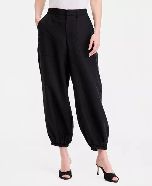 Women's Linen-Blend Bubble Hem Ankle Pants | Macy's