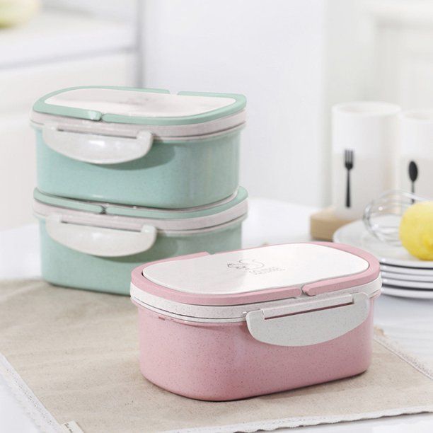 Windfall Portable Wheat Straw Double Layer Thermal Bento Box Lunch Containers - Bento Boxes for A... | Walmart (US)