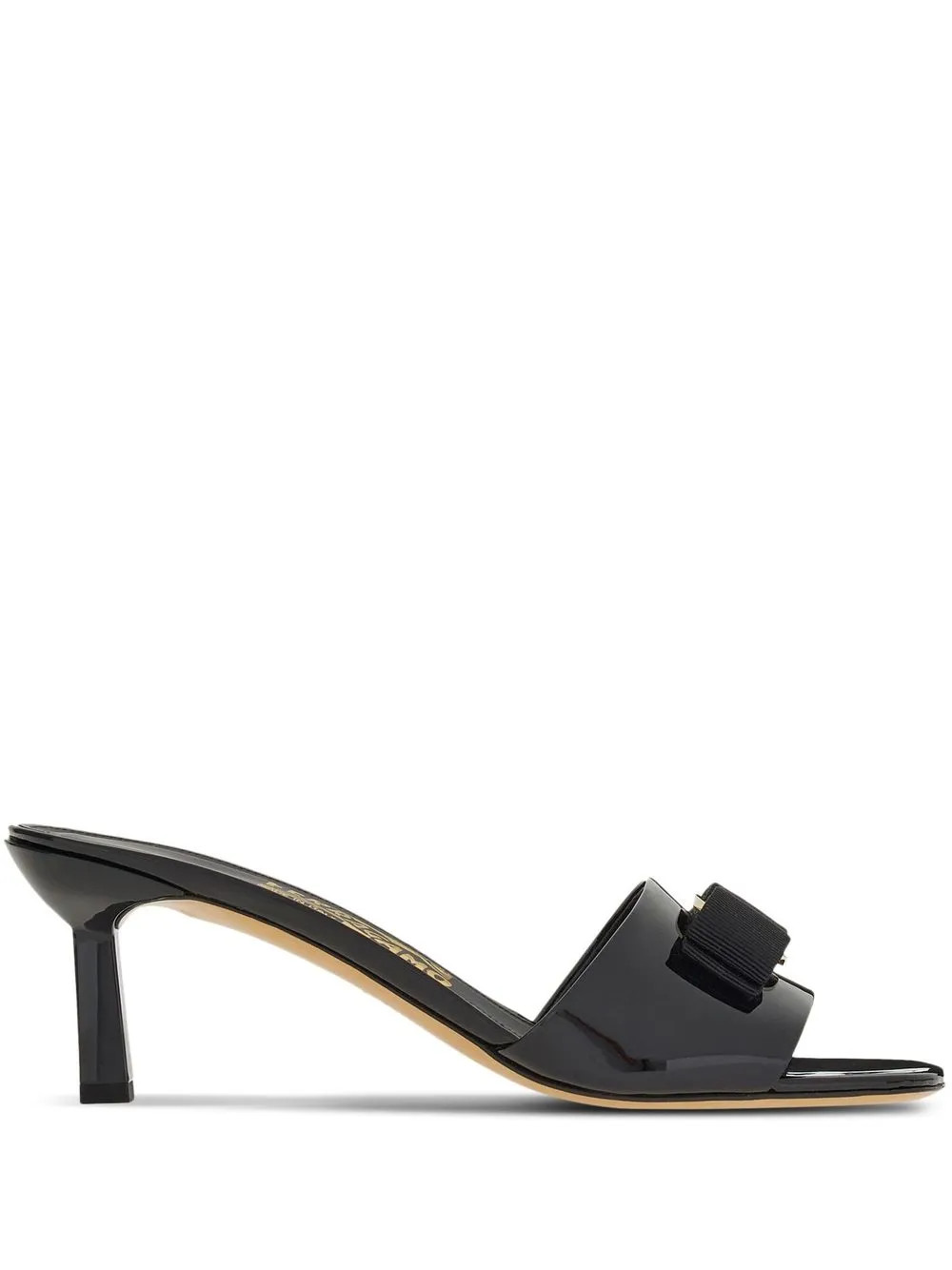 Ferragamo Vara 55mm Bow Patent Sandals - Farfetch | Farfetch Global