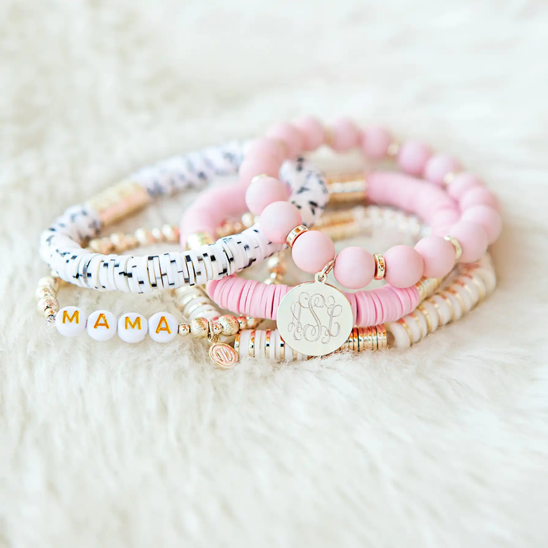 Monogrammed Mama Bracelet Stack | Marleylilly