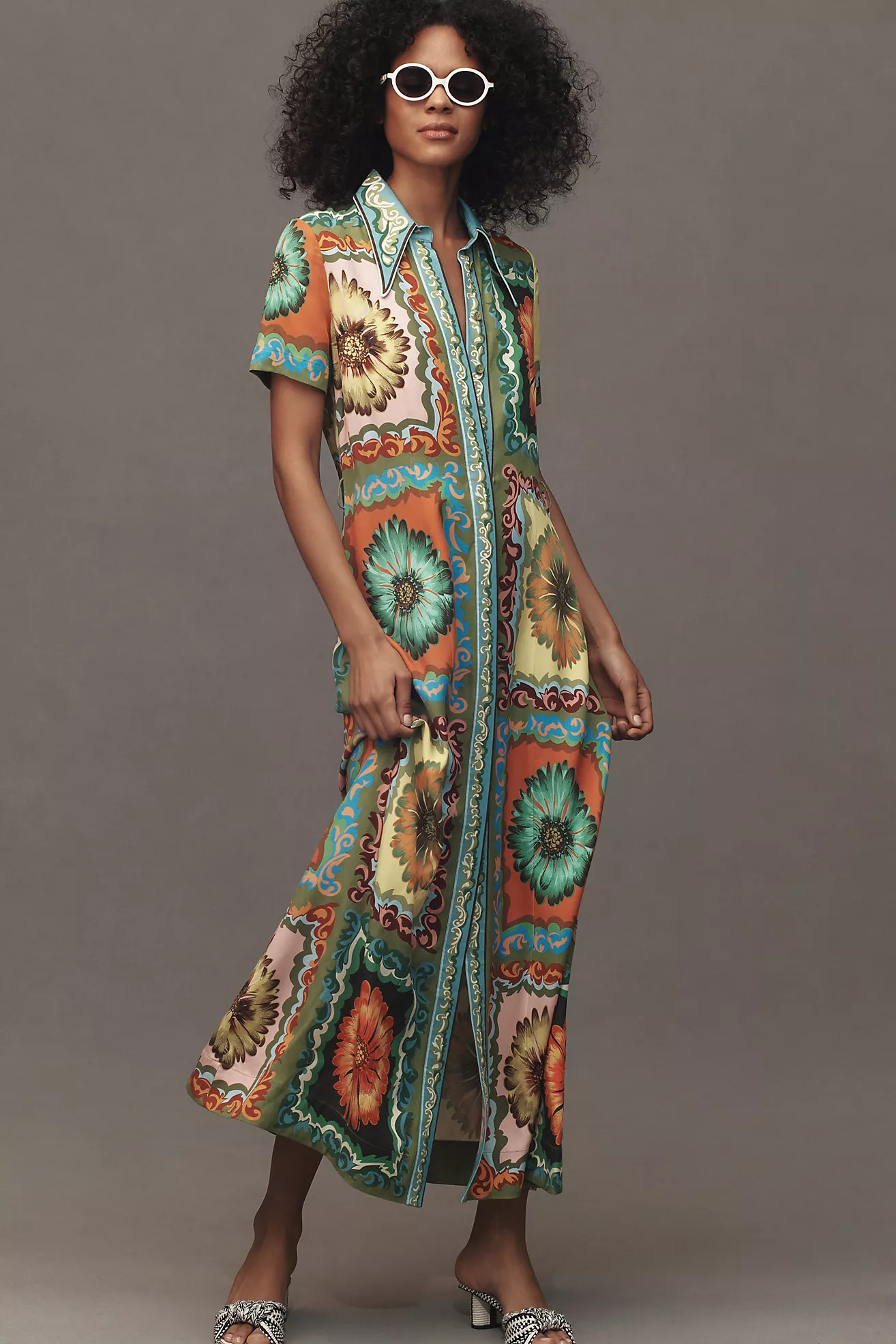 ALÉMAIS Disco Daisy Midi Shirt Dress | Anthropologie (US)