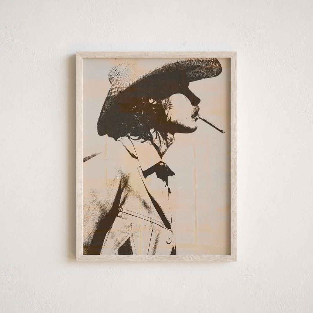 Urban Cowboy Digital Art Print, Mid Century Modern Cowboy Portrait, Vintage Western Aesthetic Wal... | Etsy (US)