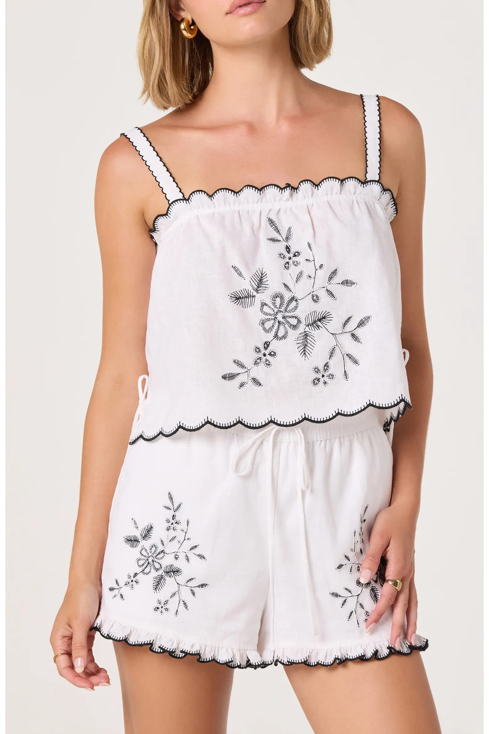 Sadie Embroidery Linen Blend Camisole (Women) | Nordstrom | Nordstrom