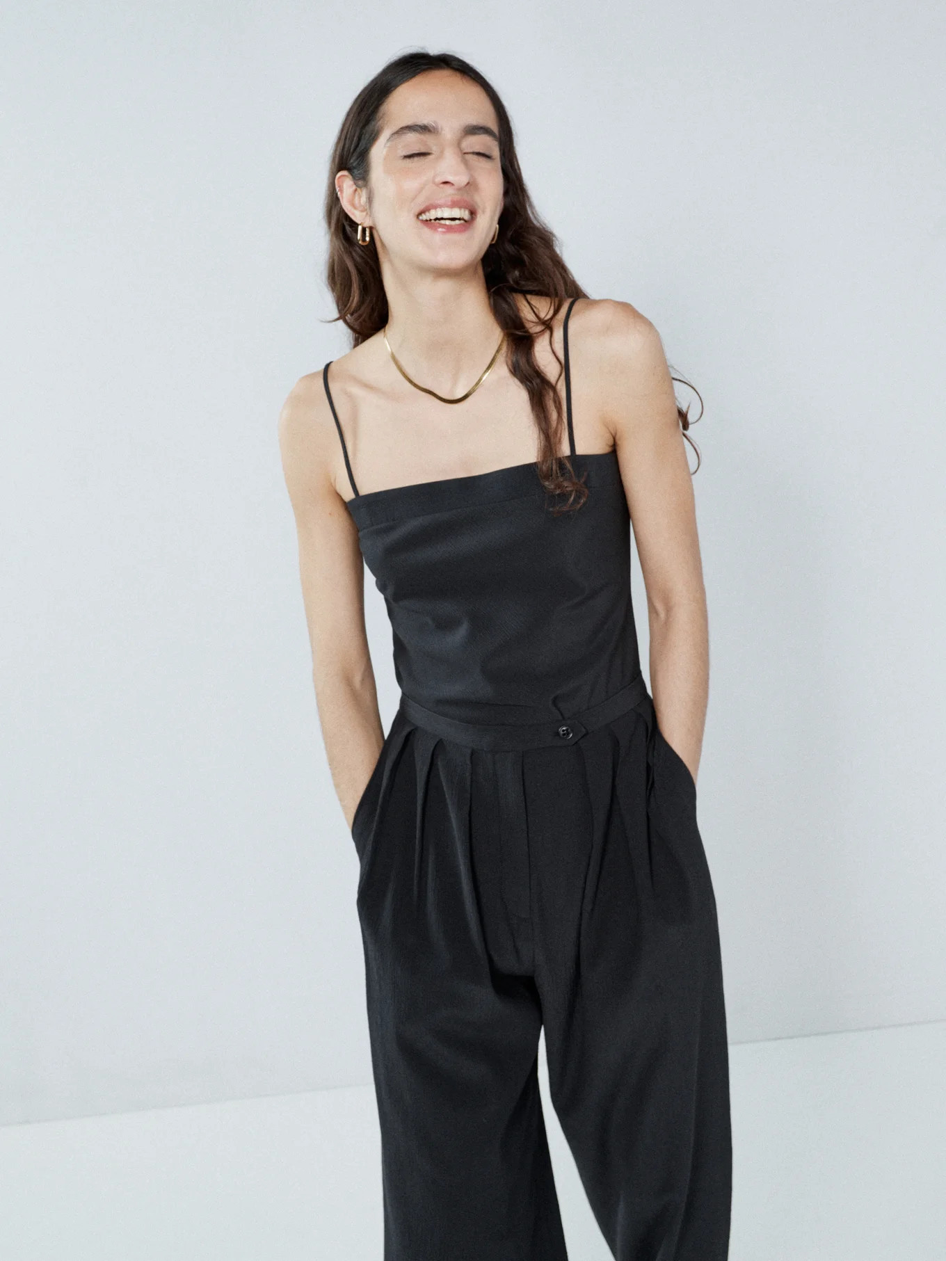 Crinkled silk-blend straight neck cami | Matches (UK)