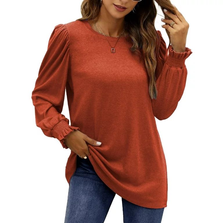 Fantaslook Blouses for Women Dressy Puff Sleeve Tunic Tops Casual Fall Shirts | Walmart (US)