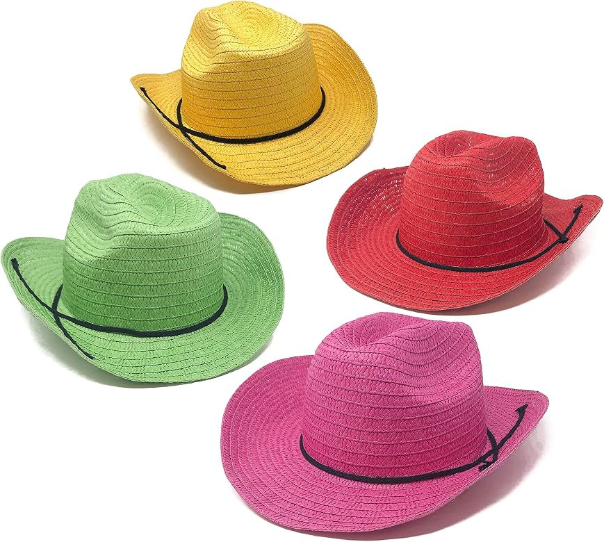 12 Piece Colorful Cowboy Hats - Adult Western Colorful Straw Hats for Western Theme Party | Amazon (US)