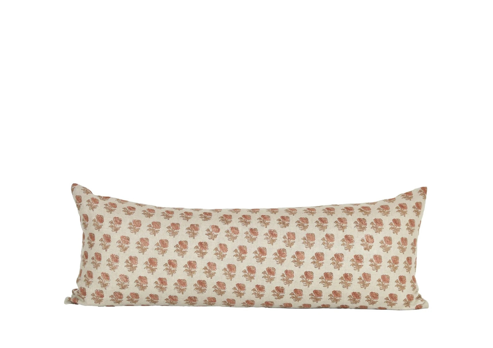 Floral Lumbar Pillow Cover: Terracotta Block Print Linen, USA Made | Etsy (Global)