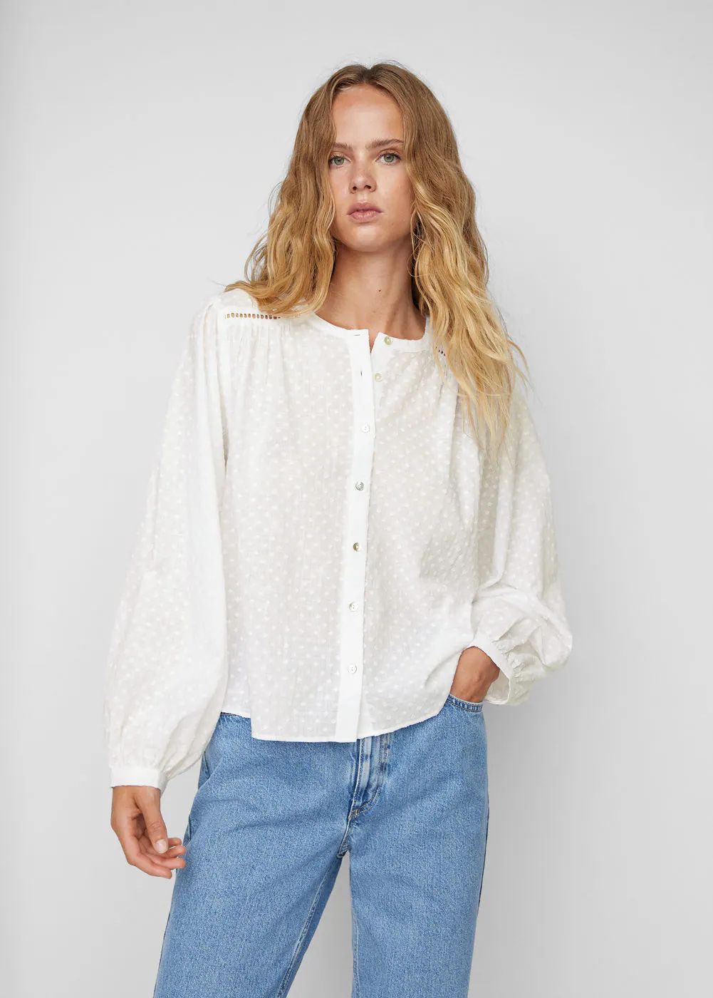 Plumeti cotton blouse -  Women | Mango USA | MANGO (US)