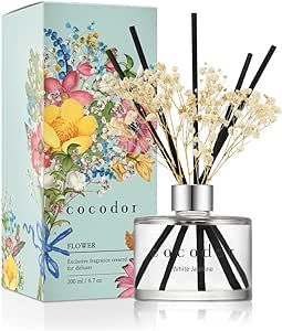 COCODOR Flower Reed Diffuser set / 6.7oz / White Jasmine/Scent Diffuser with Sticks Home Fragranc... | Amazon (US)