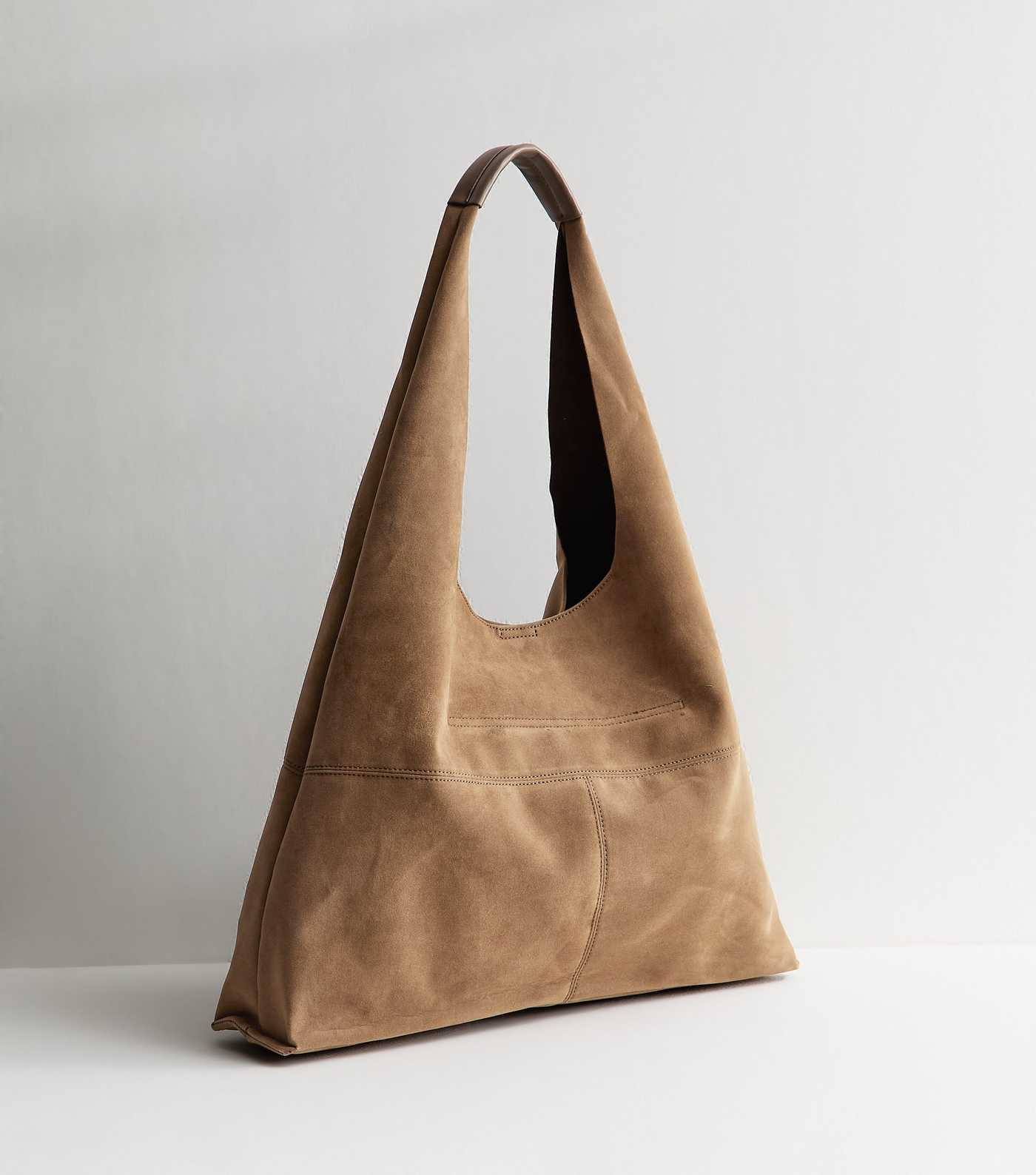 Camel Oversized Faux Suede Panel Tote Bag | New Look | New Look (UK)