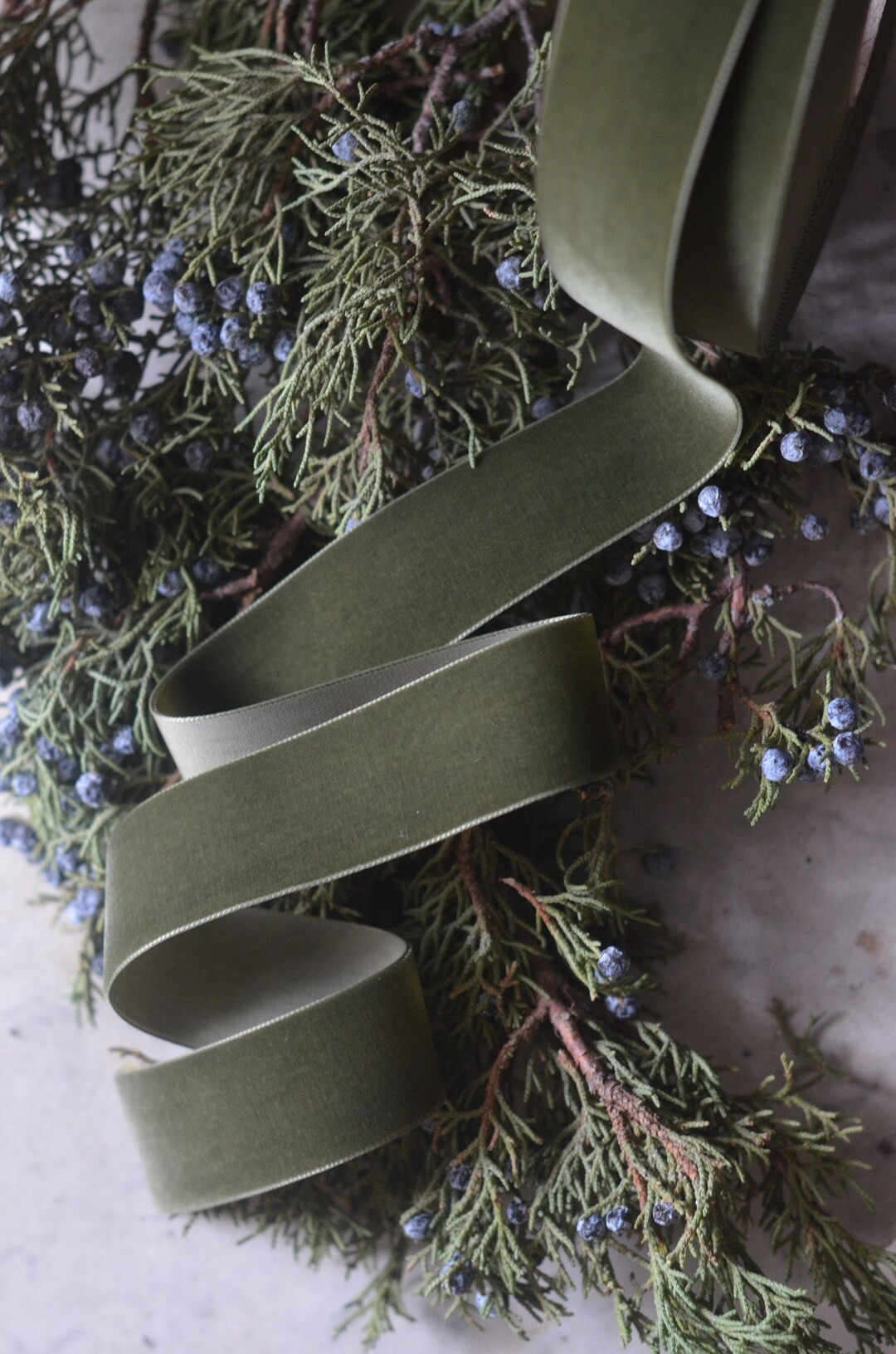 loden green 1 1/2" swiss velvet ribbon | Etsy (US)