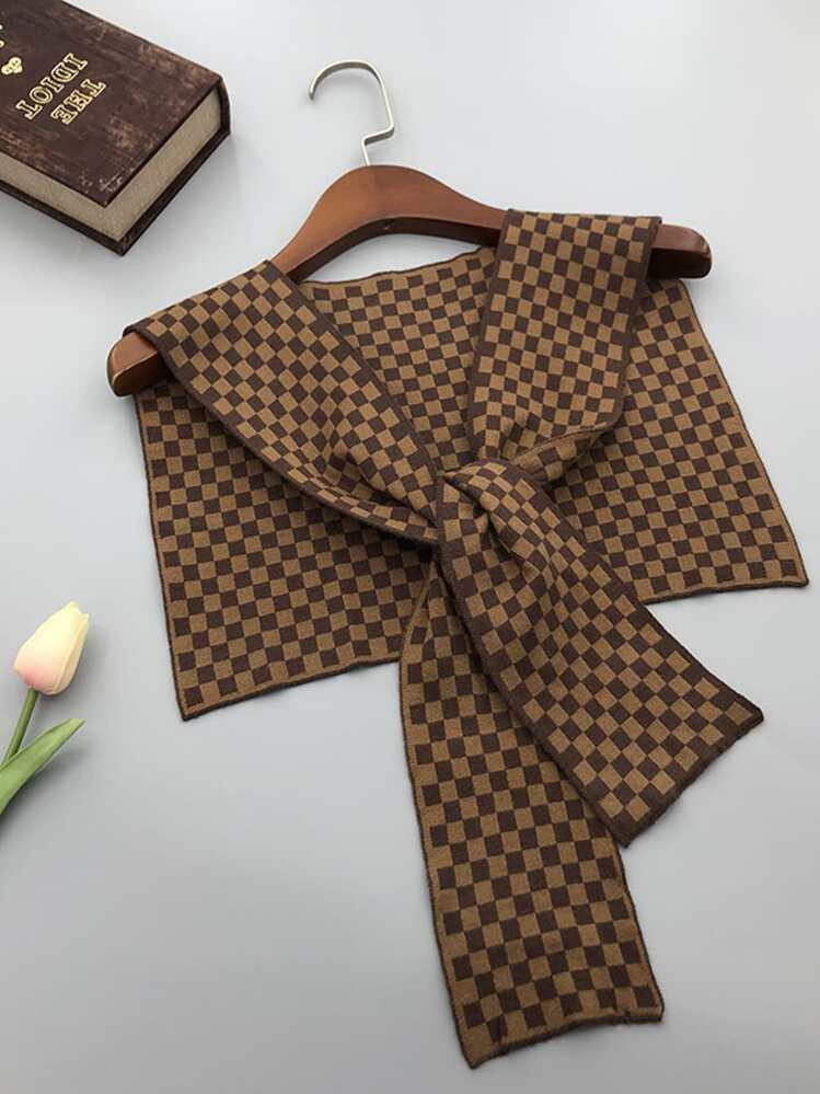 1pc Women Checkered Print Fashion Dickey Collar, For Dress Decoration Accessories Women | SHEIN