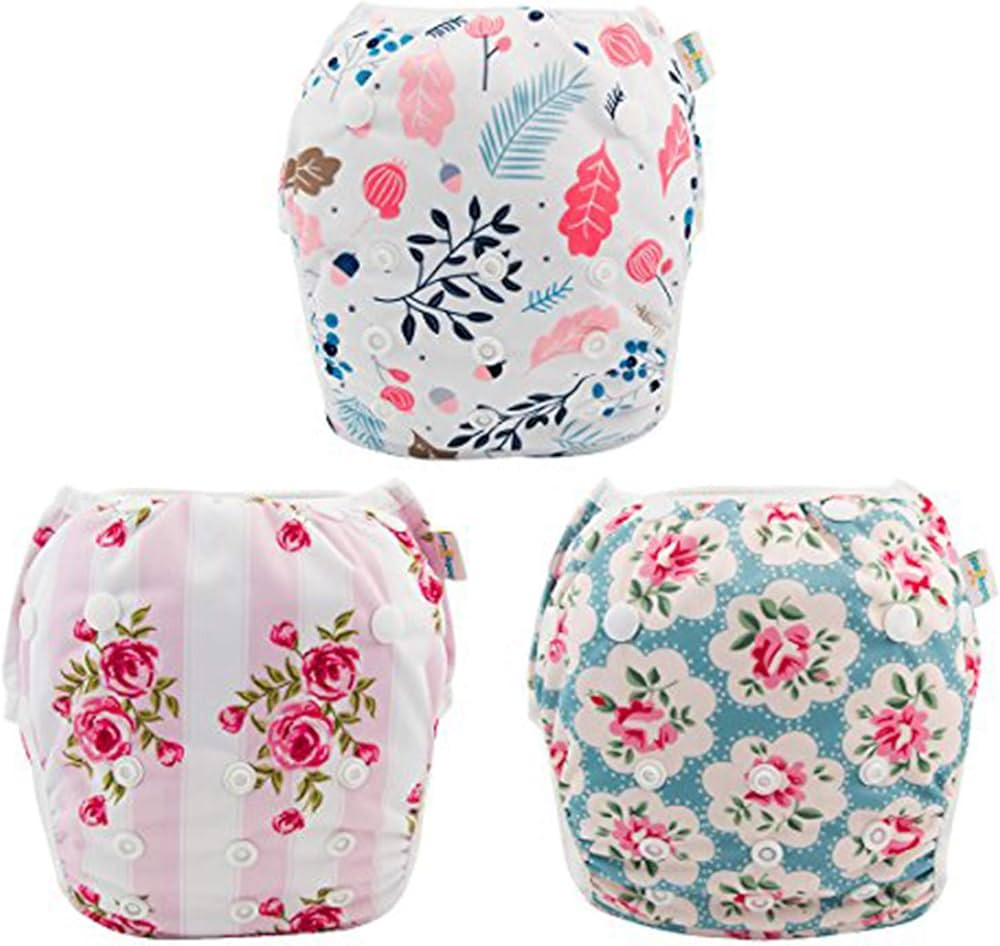 Babygoal Baby Girl Swim Diapers, Reusable Adjustable Washable One Size Fits 0-8M Baby Gifts and S... | Amazon (US)