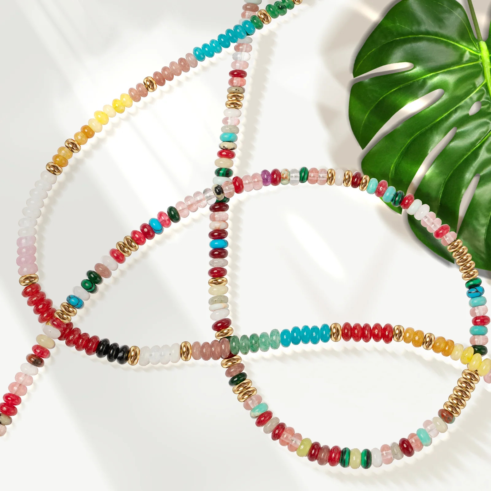 Elphaba Galinda Beaded Gemstone Necklace for Women: Colorful Boho Bead Choker Natural Healing Sto... | Walmart (US)