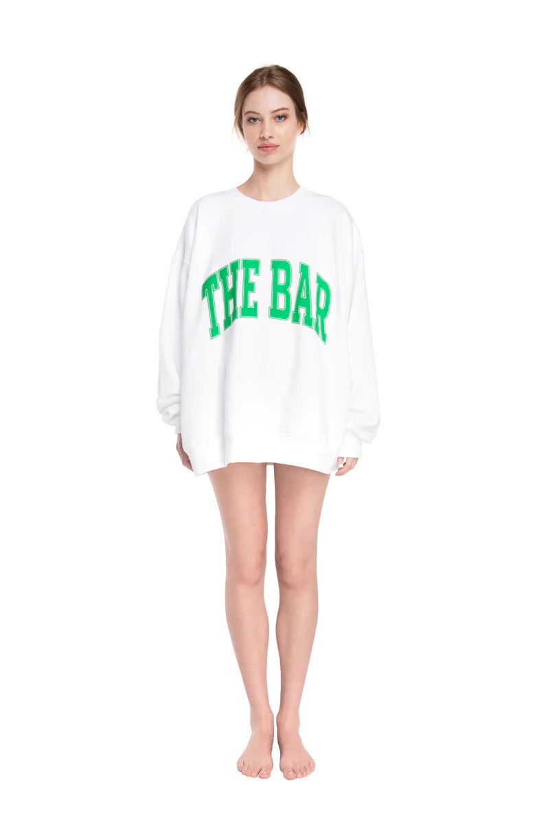 VARSITY SWEATSHIRT WHITE/GREEN | The Bar