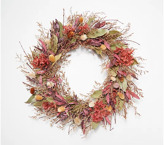 Junk Gypsy Dried Wildflower 20" Decor Wreath - QVC.com | QVC