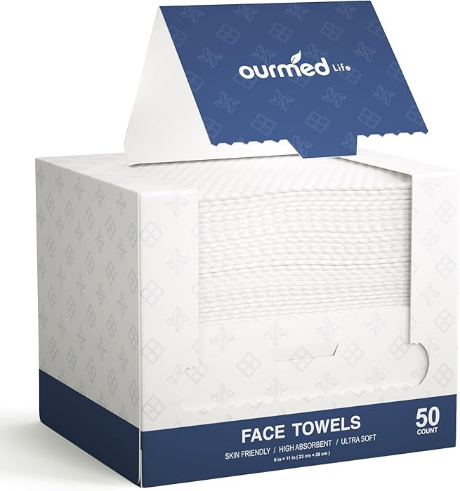Ourmed Life Face Towels, 11"×9" Disposable Face Towel – Ultra-Soft, Thickened Facial Towelette... | Amazon (US)