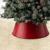Glitzhome Hammered Metal Christmas Tree Collar Decorations, 26-Inch Diameter Base, Red | Amazon (US)