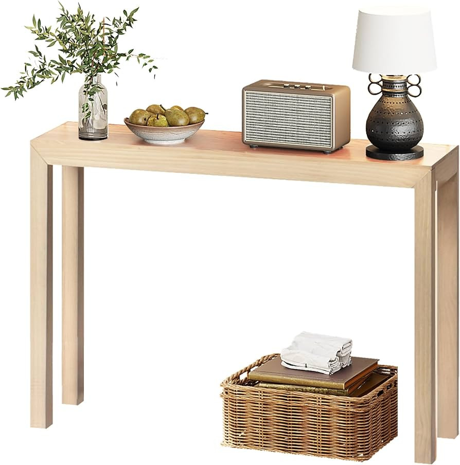 VINGLI 46" Console Table for entryway, Solid Wood Entryway Table, Narrow Sofa Table Behind Couch,... | Amazon (US)