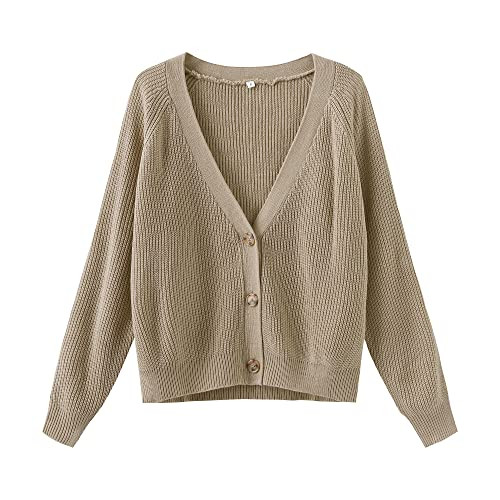 TASAMO Women's Long Sleeve Knit Sweater Open Front Cardigan Button Loose Outerwear | Amazon (US)