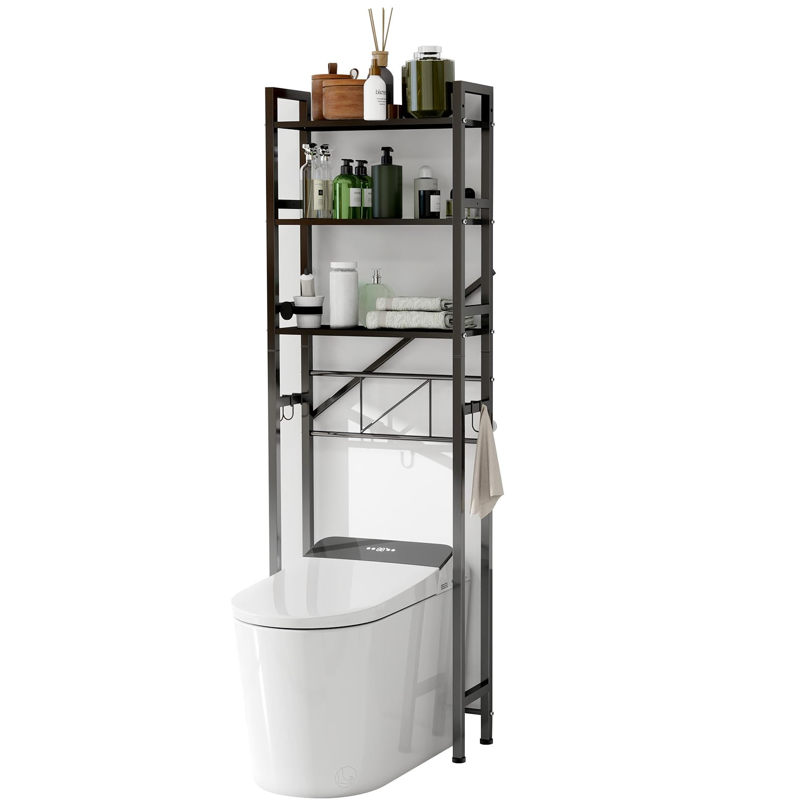 Over The Toilet Storage Cabinet, Metal 3 Tier Bathroom Organizer Shelf, Stable Freestanding Above... | Amazon (US)