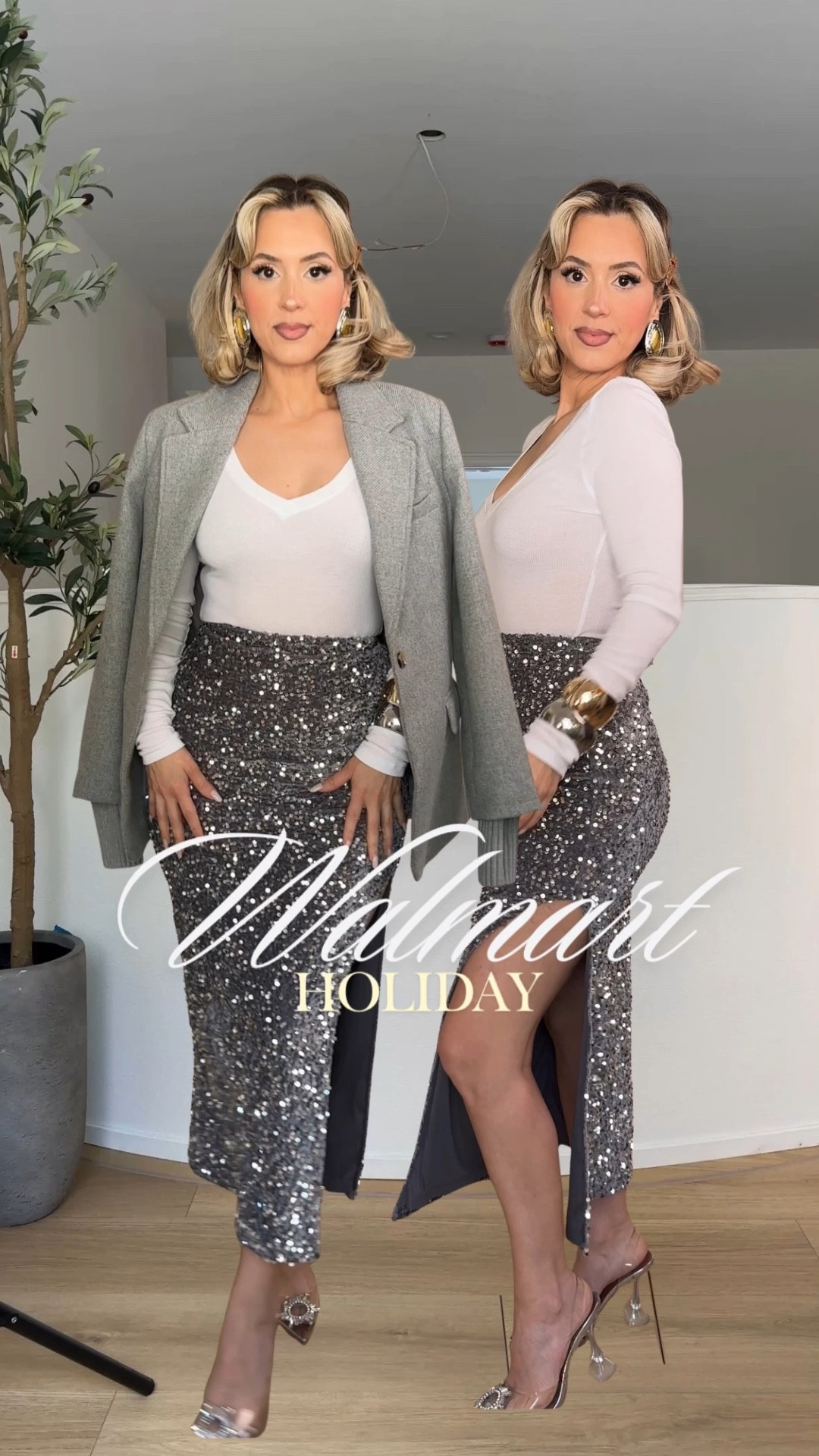 Omg these @walmart holiday looks 🙊✨ #WalmartPartner #WalmartStyle 

Theeee perfect holiday staples!!!! 
Wearing XS in skirt size down! 

#LTKFindsUnder50 #LTKHoliday #LTKootd