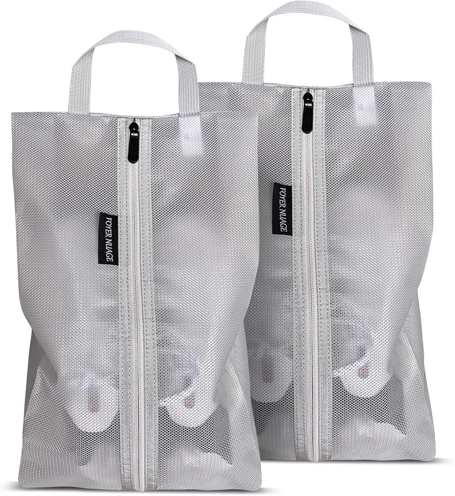 Travel Shoe Bags, Water Resistant TPU Mesh with Zipper, Travel Essentials for Men & Women (Grey, ... | Amazon (UK)