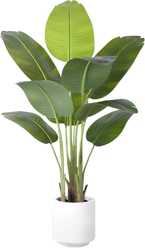 Artificial Bird of Paradise Plant 4Ft Tall Fake Tropical Palm Tree Large Fake Plants with 9 Silk ... | Amazon (US)