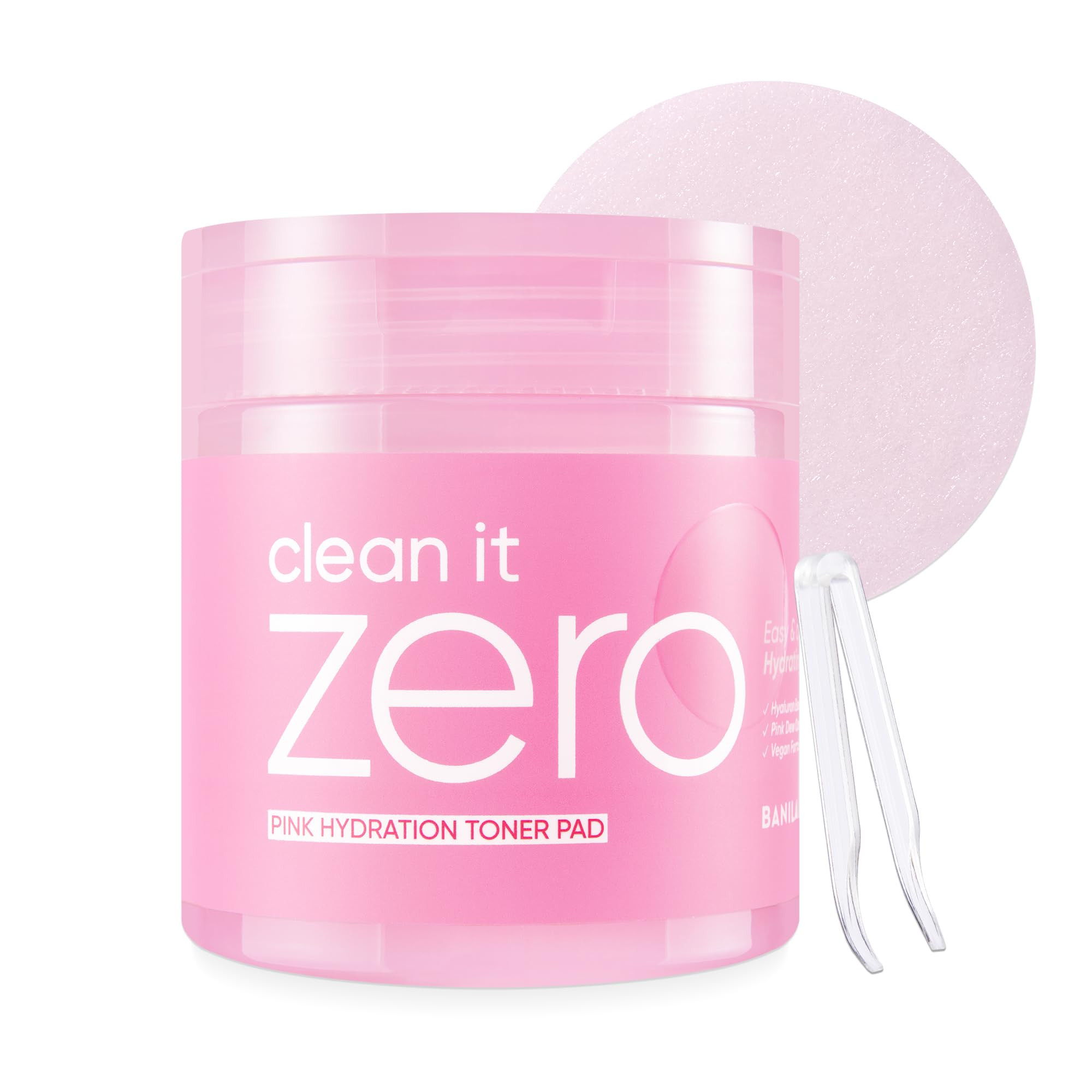 BANILA CO Clean it Zero Pink Hydration Toner Pad | Vegan Korean 3-Layered Pads | Hyaluronic Acids... | Amazon (US)