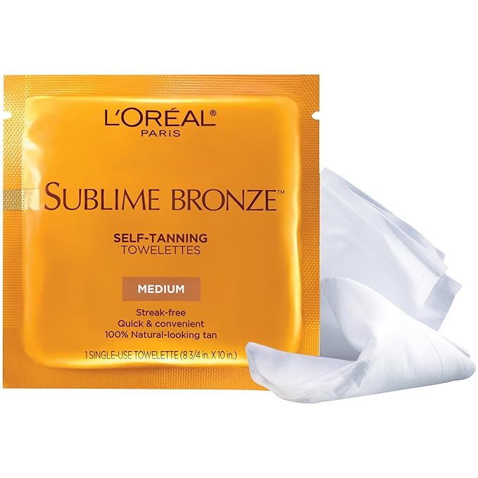 L'Oreal Paris Skincare Sublime Bronze Self-Tanning Towelettes, Streak-Free, Natural Looking Tan, ... | Amazon (US)