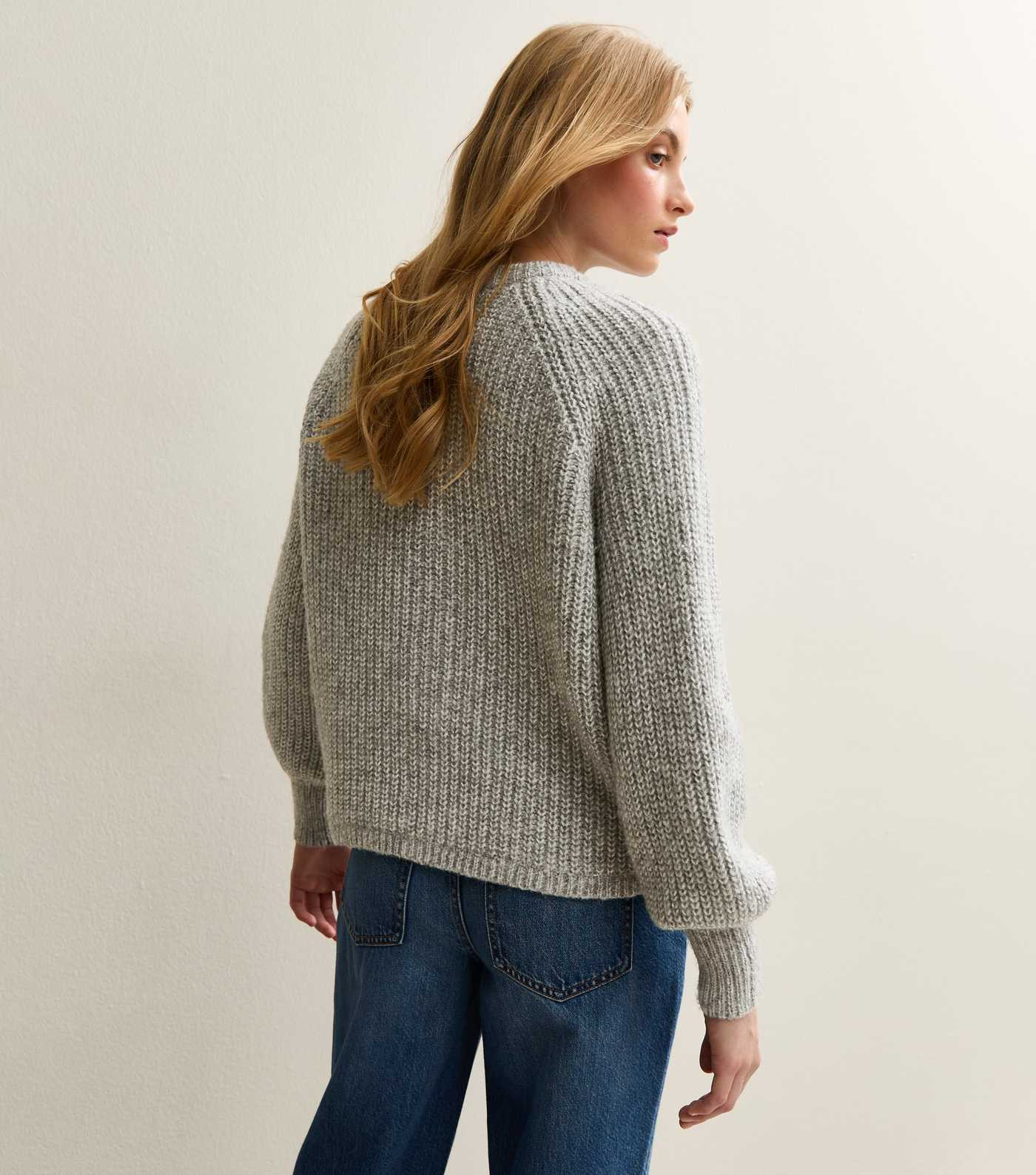 Grey Ribbed Knit Raglan Sleeve Cardigan | New Look | New Look (UK)