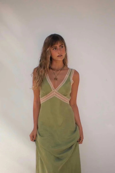 VRG GRL Meet Me On The Dance Floor Bias Cut Maxi Dress // Lime | VRG Grl