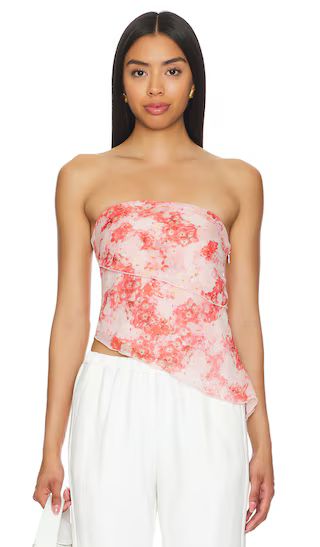 Daisy Asymmetrical Top in Pink Floral | Revolve Clothing (Global)