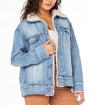 Roxy So Amped Sherpa Lined Denim Jacket - L | Dillard's